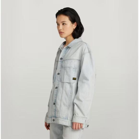 NWT G-Star RAW Oversized Denim Jacket Women’s Size Small Vintage Akoya Blue - Picture 3 of 9